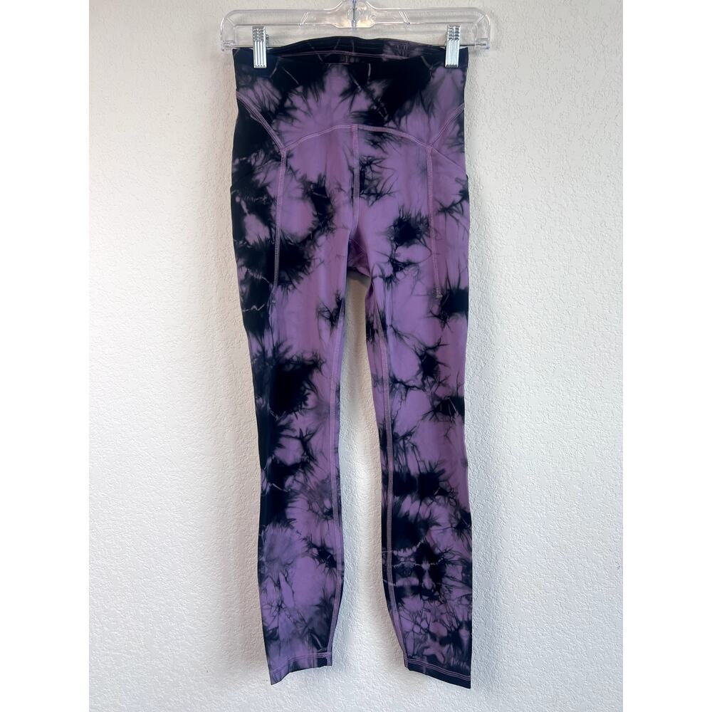 Lululemon Power Thru High Rise Tight Purple Tie Dye Leggings Size 4